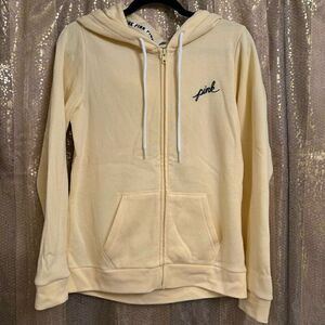 PINK Victorias Secret Light Yellow Full Zip Hoodie XS Flawed